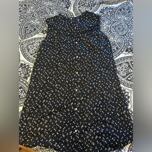 Old Navy Black Cotton Midi Dress with White Floral Print